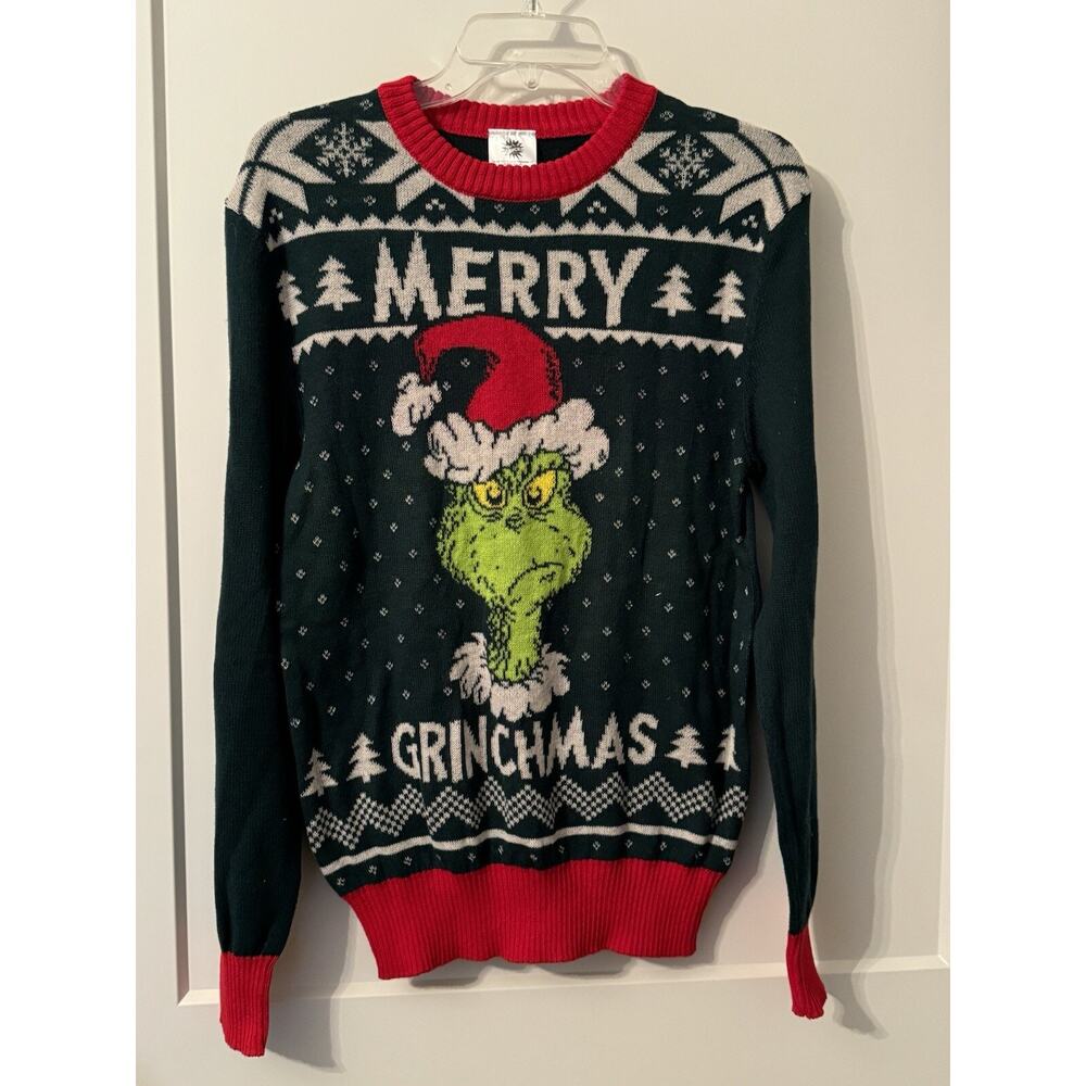 The Grinch Merry Grinchmas Pullover Sweater - Green Sz S Adult NWOT